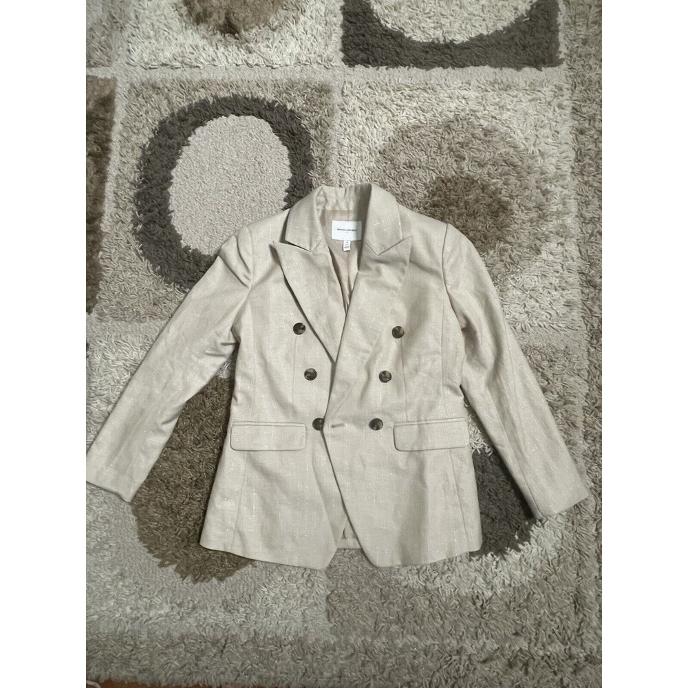 Banana Republic Boyfriend Blazer Poly Stretch Double Breast Petite Size 4